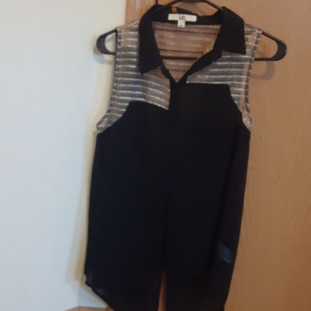 Sleeveless Top, Button up, Sheer.